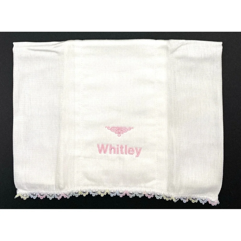 Baby Girl Decorated Burp Cloths Name WHITLEY Lot of 2